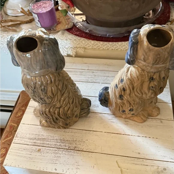 Urban Outfitters Beige and Blue Ceramic Dog Figurine Vases (2) - Picture 5 of 5